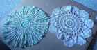 Handmade Crocheted Doilies Green & Cream Color Pair Crochet
