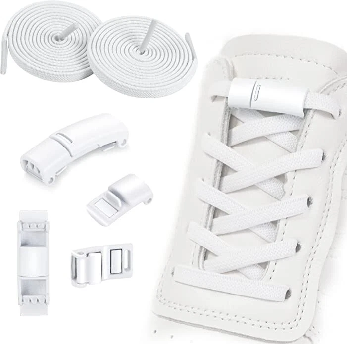 lacci elastici per scarpe con clip colore bianco unisex per adulti e bambini - Immagine 2 di 3