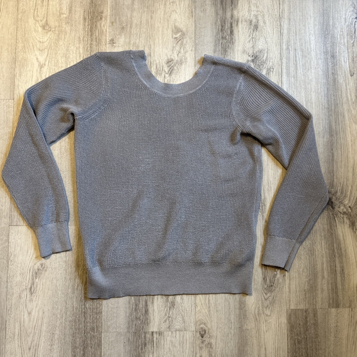 Reiss Women Size S Gray Open Knit Envelope Back Pullover Basic