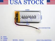 3.7V 560 mAh 602244 Lithium Polymer LiPo Rechargeable Battery (USA STOCK)