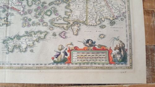 ANTIQUE COLORED RARE MAP / GREECE & VICINITY, Circa 1648 by Jan Jansson - Picture 3 of 9