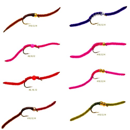 San Juan Worm Fly Fishing Kit - Beaded Worm Flies For Trout, Panfish & Bass