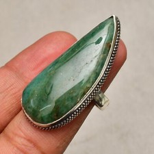 Green Aventurine Gemstone 925 Sterling Silver Jewelry Ring Size 7.5