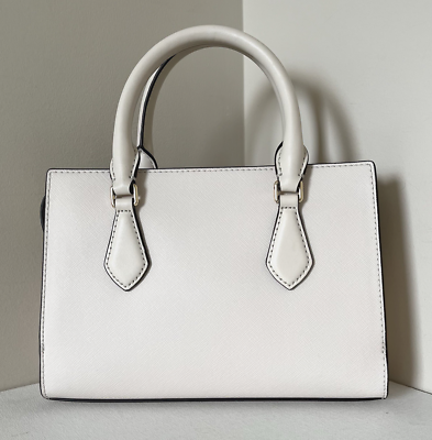 New Michael Kors Sheila Small Satchel Vegan Leather Light Cream