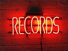 Records Red 24x12 Neon Sign Lamp Light Hanging Nightlight Business Beer Ey