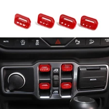4x Red Window Control Switch Button Cover Trim Bezels For Jeep JL JT Accessories