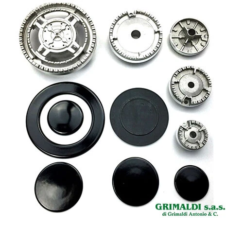 BEKO - KIT 5 BRUCIATORI + PIATTELLI SPARTIFIAMMA 4 FUOCHI + TRIPLA CORONA CUCINA