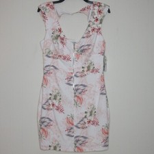 Guess Women's Sleeveless Bleached Tropical Print Tristan Mini Dress 6 B8
