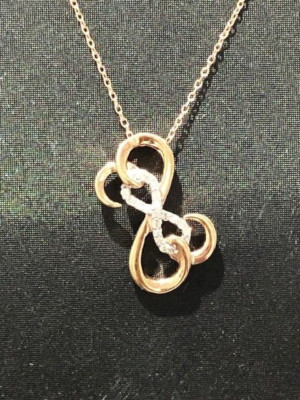 10K Rotgold Jane Seymour 0,15 ctw Diamant offenes Herz Unendlichkeit Anhänger 18'' Kette