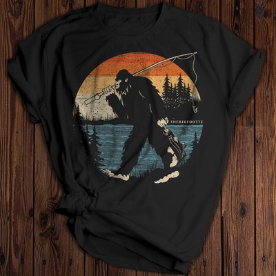 bigfoot fishing shirt