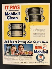 Mobil VTG 1947 Print Add 10x13 Automotive Oil Gasoline