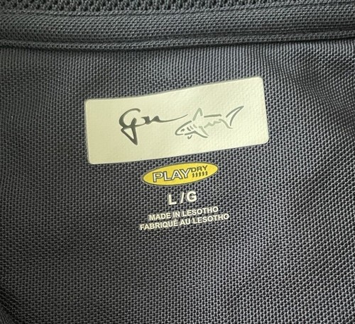 Greg Norman Polo Shirt Womens L Navy Blue Short Sleeve Logo Golf TENNIS NEW - Picture 9 of 9