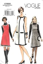 Vogue V7899 Sleeveless Jumper Dress Sewing Pattern Size 12-14-16 Uncut