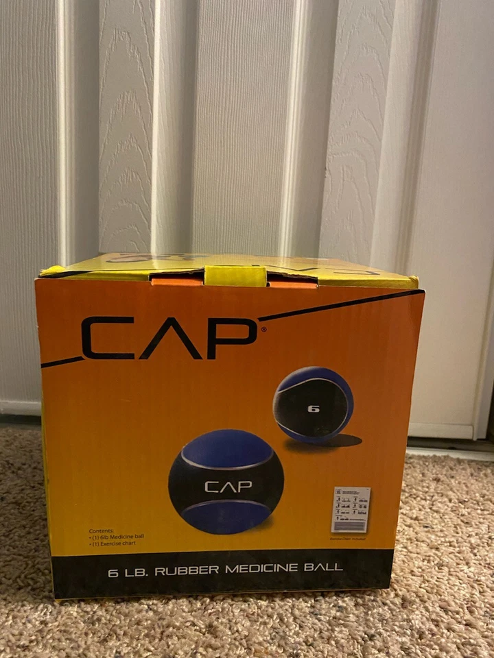 Balón medicinal de goma CAP Barbell, 6 libras, azul Foto 2 de 2