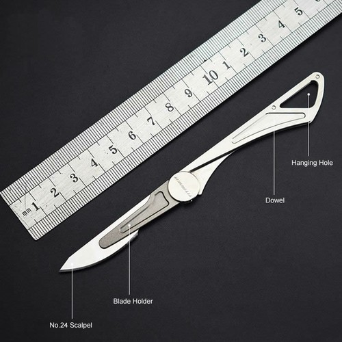 Titanium Knife Scalpel Blade Mini Pocket EDC Tools Survival Folding Keychain - Picture 9 of 16