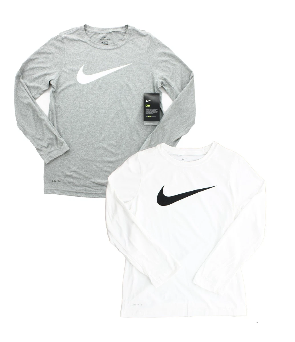 Nike Boys T Shirt Dri FIT Long Sleeve Training Shirt AR5313 Gym Top MSRP 25