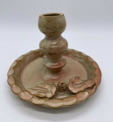 Vintage Handarbeit Studio Terrakotta Griff Kerzenhalter mit Rosendetail