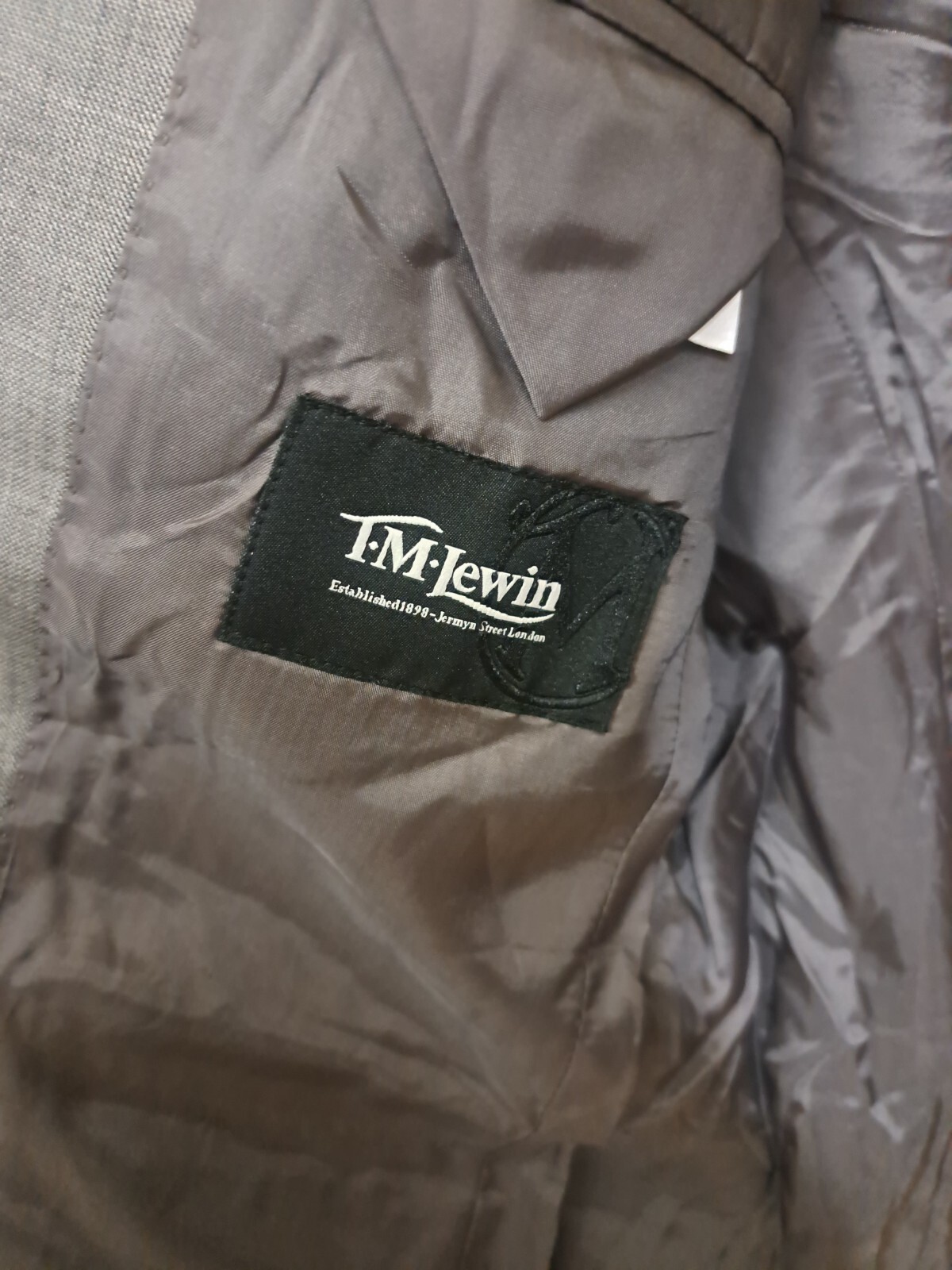 Tuta TM Lewin grigio antracite UK 36 corta Savile fila lana 2 pezzi London Jermyn.