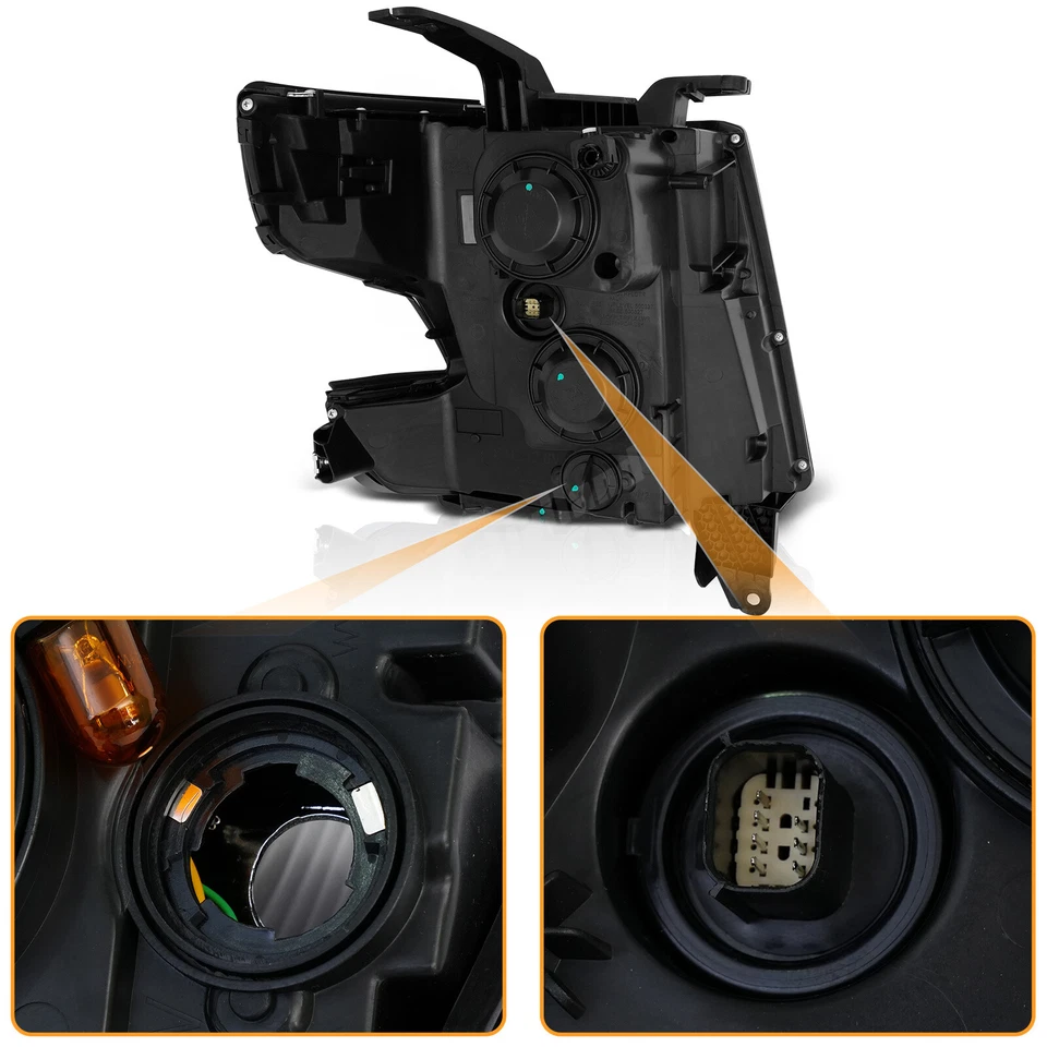 Pairs of 2015-2020 Chevy Tahoe Suburban LED DRL Projector Black Headlights Sets - Imagem 3 de 4