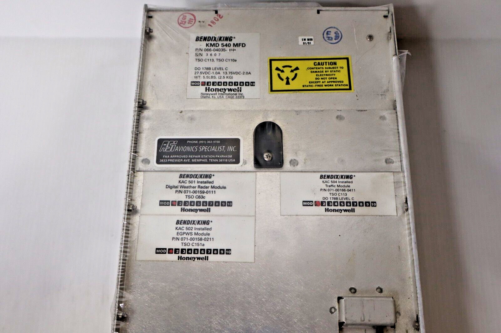 Bendix King KMD 540 MFD 066-04035-0101 Inspected Tested with FAA 8130-3 Form