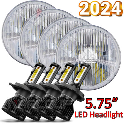 4x 100W 5.75'' LED Projector Headlight H5001 H5006 For Dodge Monaco 1965-1976