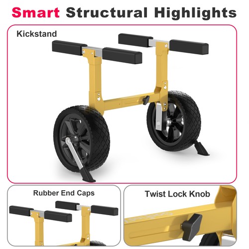 Heavy Duty Kayak Cart | Adjustable Foldable Trolley with Durable Wheels, Port... - Picture 5 of 7