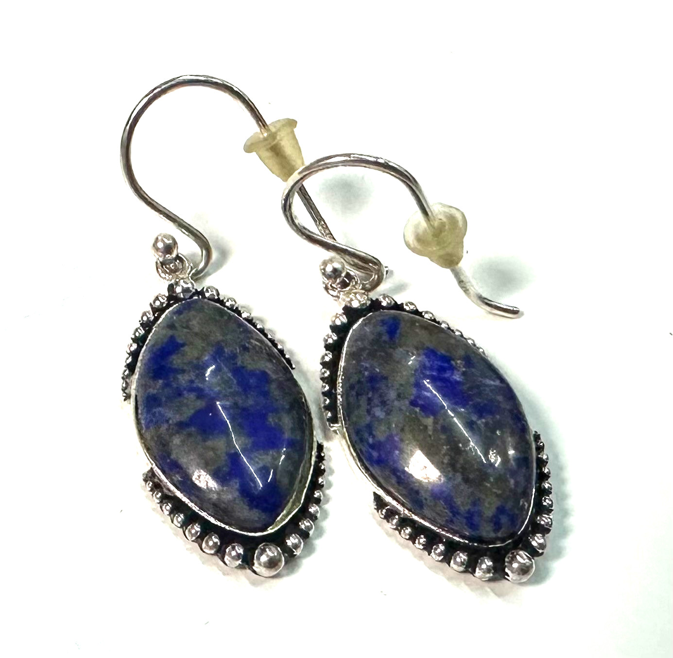 Vintage Blue Stone Earrings MARKED 925 Sterling Silver Jewelry Lot L