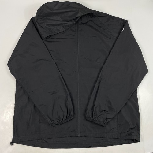 Asics Jacket Mens Extra Large Black Hooded Running Ultralight Water Resistant