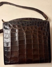 Borsa a mano vintage in coccodrillo classico marrone scuro