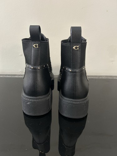 Coach Leather Bootie Lory Women Ankle Boot Stud Detail Black Size 9.5B - Picture 4 of 8