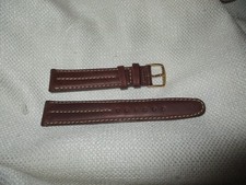 GenUINE leather watchstrap watch band strap 19 MM usa brown contrast gold