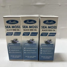Bunkka Sea Moss Black Seed Oil Thyroid Support 2 fl oz Three Lot Exp3/26