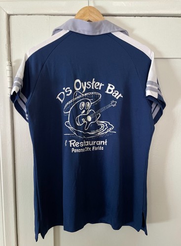 Vtg King Louie Bowling Shirt D's Oyster Bar Panama City Size 40 Large Men's Blue