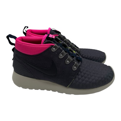 Nike Roshe Run Sneakerboot Mens 9.5 Gridiron Dark Obsidian Pink Shoes 615601-006 - Picture 2 of 10
