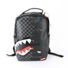Sprayground Speed Shark Side Leather Bag Backpack Unisex Black Gray Plaid