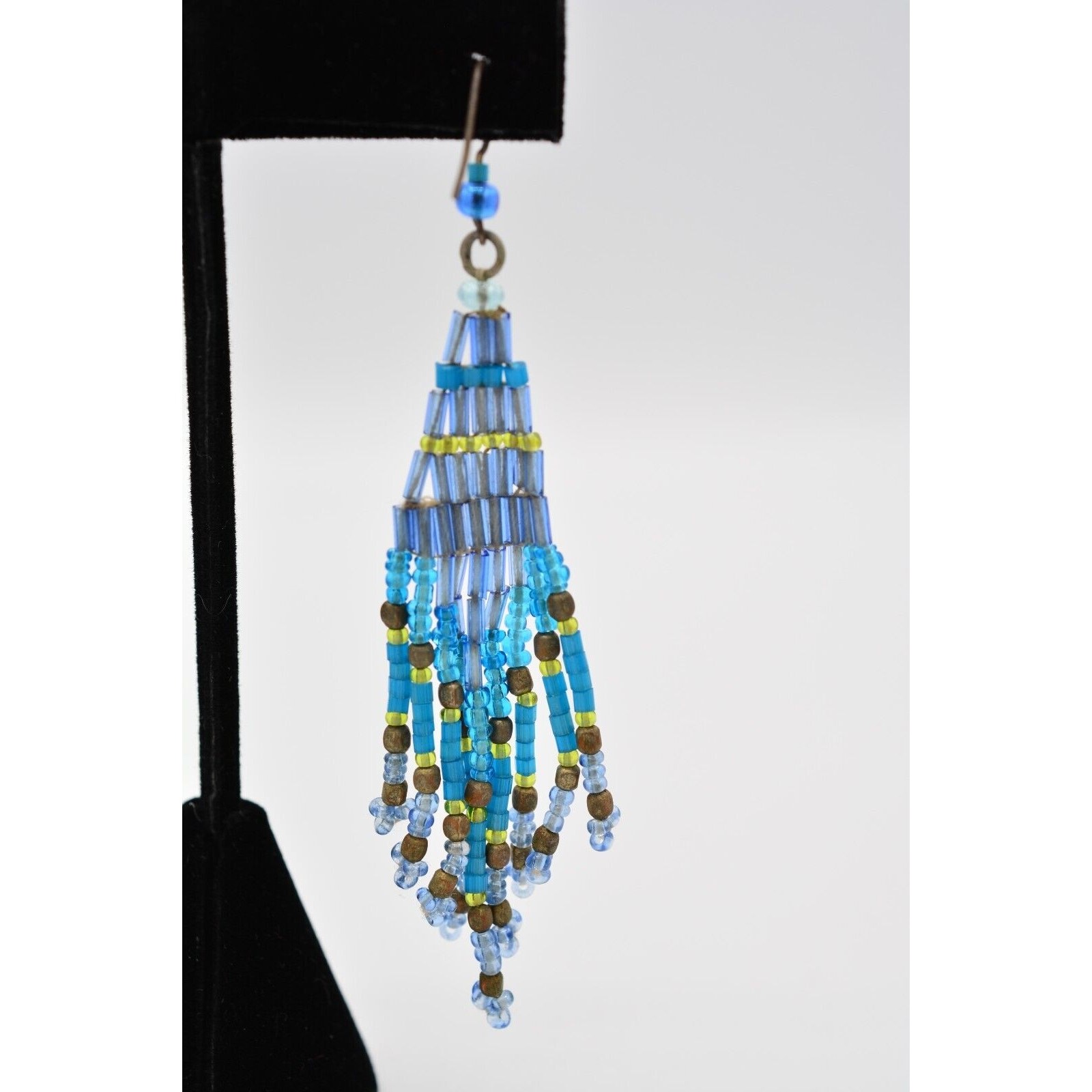 Statement Beaded Dangle Earrings Multi-Color Frin… - image 10