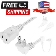 Right Angled Polarized 2-Prong Male-Female Extension Power Cord, Outlet Exten...