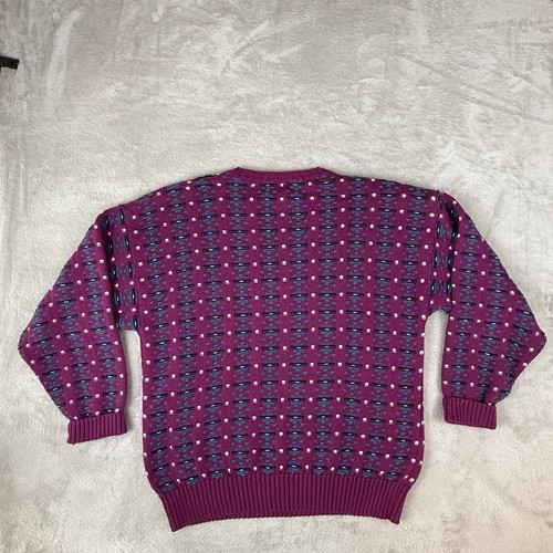 VTG LOBO By Pendleton Sweater Mens L Geometric Bright Cotton 80s Grandpacore 90s - Picture 4 of 9