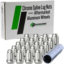 Chrome M12x1.25 Lug Nuts For Aftermarket Wheels - Closed End Spline - Set of 20