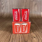 Vintage Coca Cola Coke Tin Metal Can Salt & Pepper Shakers w / Box