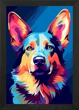 Dog Animal Pop Art Framed Wall Art Poster Canvas Print Picture