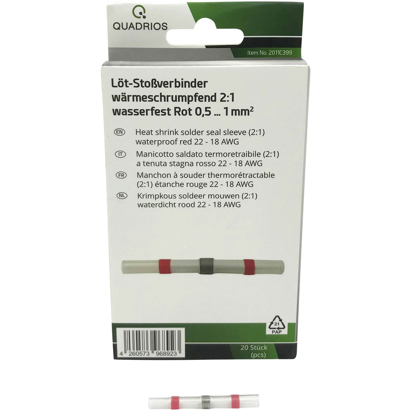 Quadrios Connector Set 0.5-1mm² Red Waterproof 20 Pieces