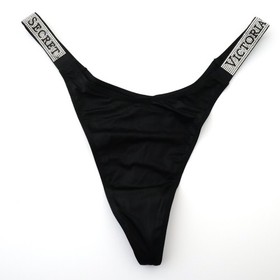 3 Victoria's Secret Very Sexy Satin Logo Shine Strap Thong Panty LOT XS S M L