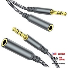 MCSPER Headphone Extension Cable, 2-Pack, 6.6ft Hi-Fi  3.5mm 6.6FT Grey