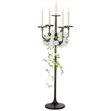 Sziqiqi Black Floor Candelabra Centerpiece 5-arm 48inch Tall Candle Holders f.