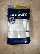 Jockey Pouch Men  s M 32/34 3 Pack H-Fly Design Cotton Stretch Briefs White New