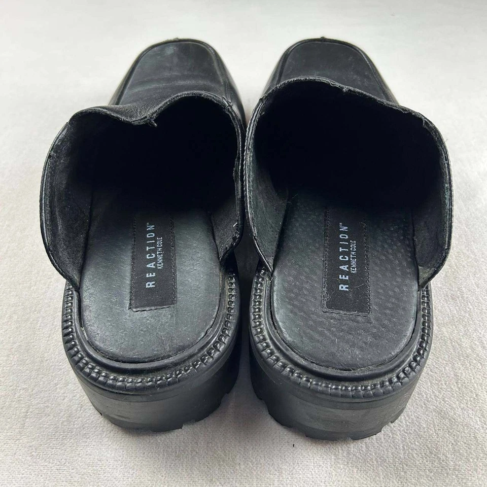 Kenneth Cole Reaction 黑色皮革穆勒鞋厚底鞋 7 码 — 第 4/4 张图片