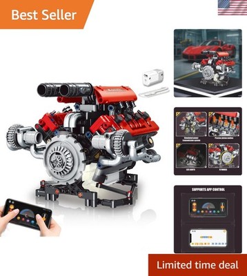 Visible V8 Engine Model - 660-Piece STEM Kit with LED Lights and Motor Control