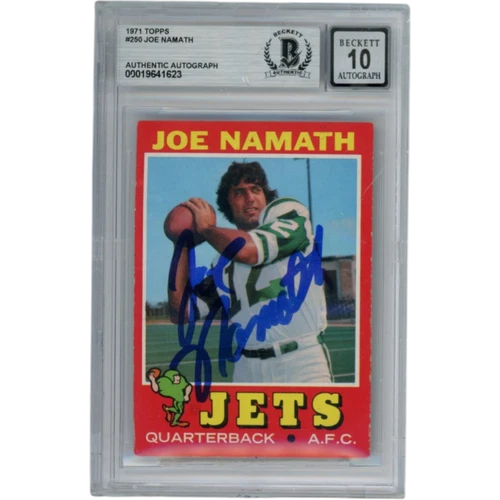 Joe Namath Autographed/Signed 1971 Topps #250 Slabbed Trading Card Beckett 53339