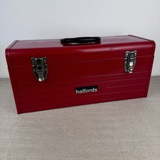 Halfords Red Metal Cantilever Toolbox Tool Box Garage Storage Chest